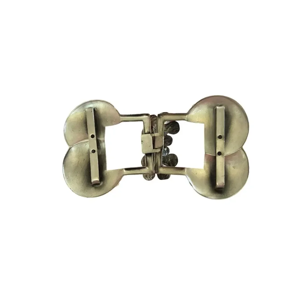 Vintage Art Deco Silver Tone Floral Belt Buckle 2 Piece Art Moderne Women’s Belt